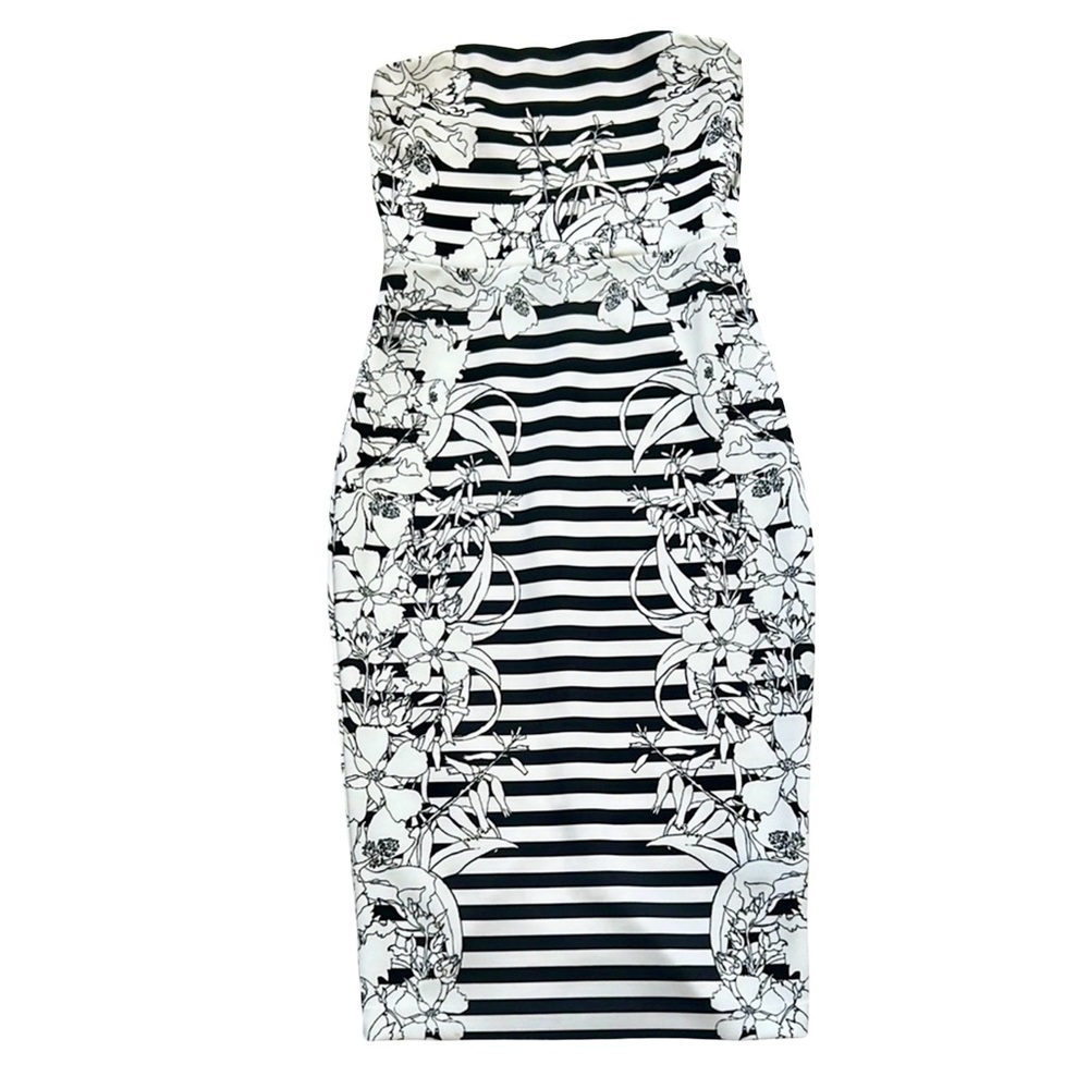 Express Black and White Sheath Dress Sleeveless Crew Neck